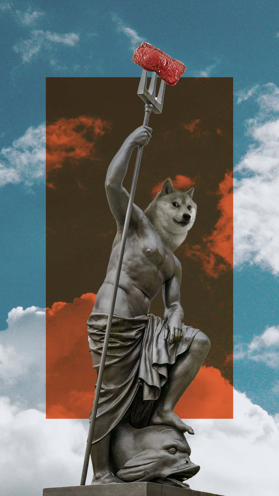 Doge Statue With Trident Wallpaper