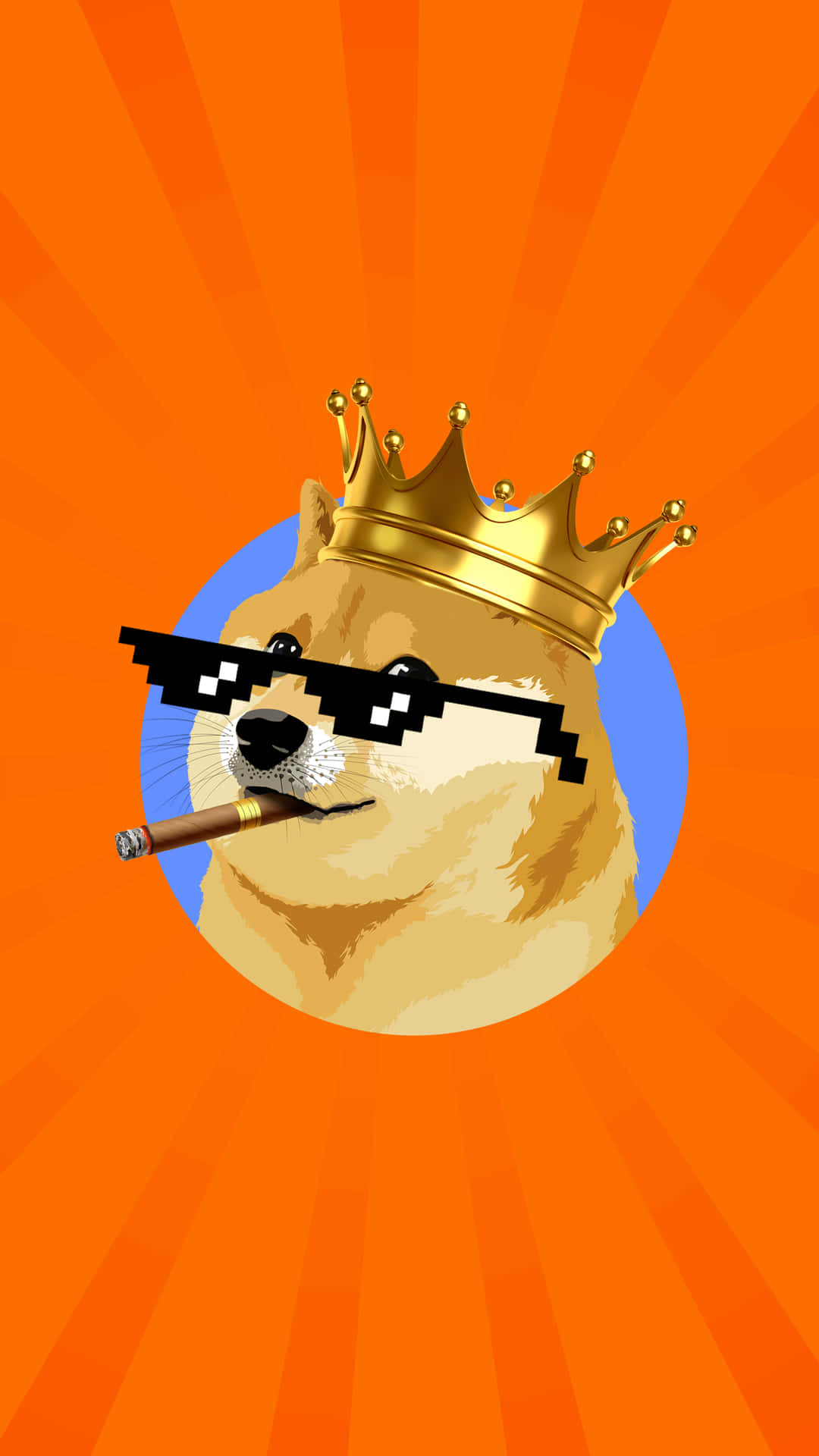 Doge With Crown On Orange Background Wallpaper