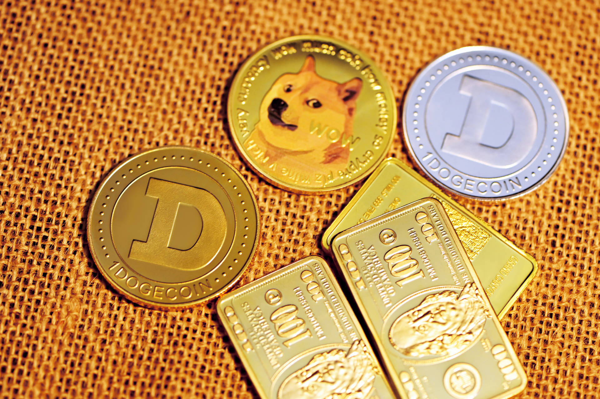 Dogecoin And Gold Dollars Wallpaper