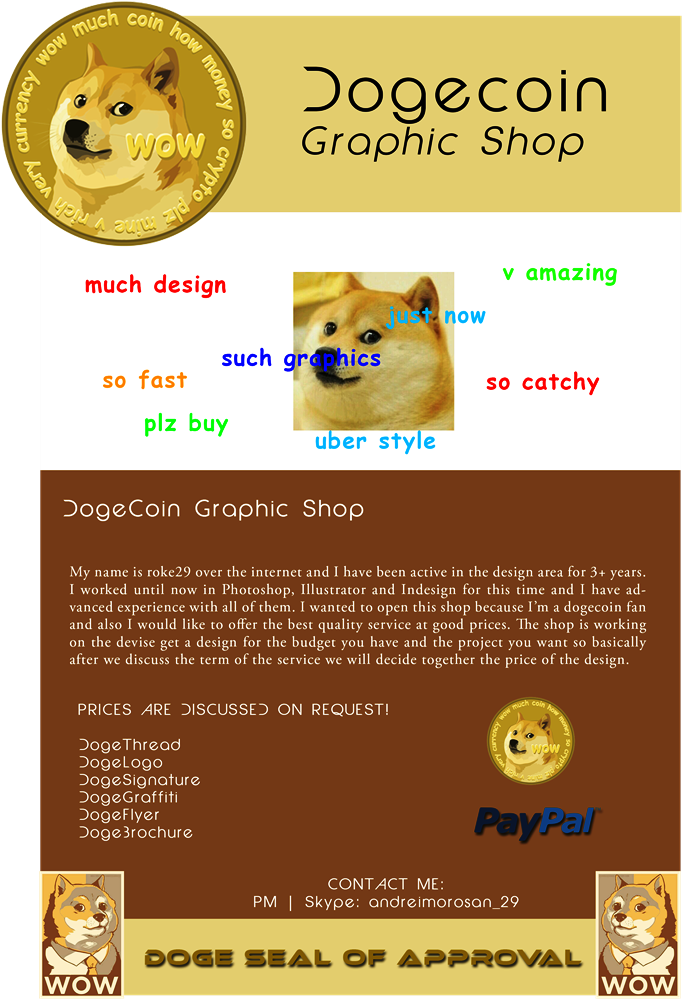 Dogecoin Graphic Shop Advertisement PNG