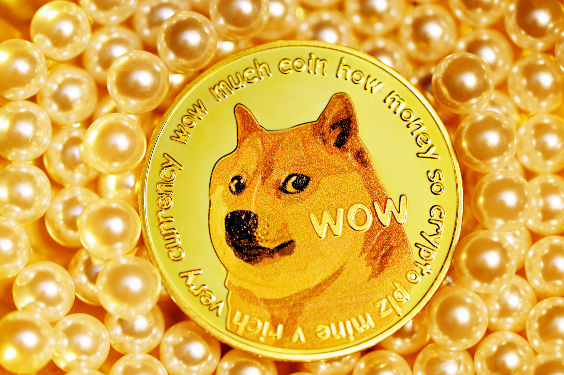 Dogecoin In Glowing Pearls Wallpaper