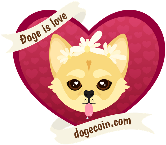 Dogecoin Love Heart Graphic PNG