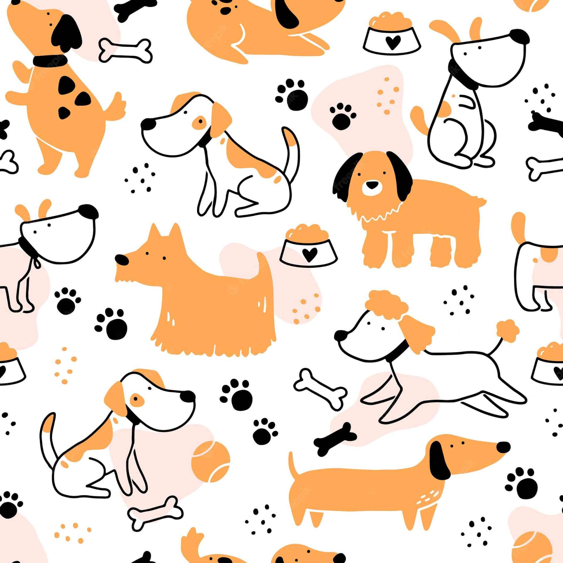 A Seamless Pattern Of Dogs And Bones