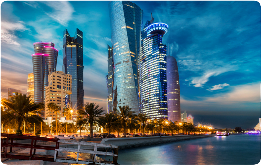 Doha Skyline Twilight Qatar PNG