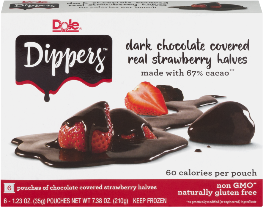 Dole Dark Chocolate Covered Strawberry Halves Packaging PNG