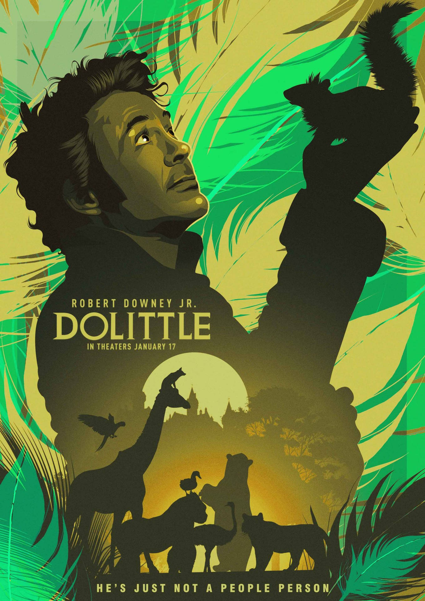 Dolittle Filmplakat Tapet: Et fantastisk grafisk design af den officielle Dolittle filmplakat, der bringer stil og farve til enhver rum. Wallpaper