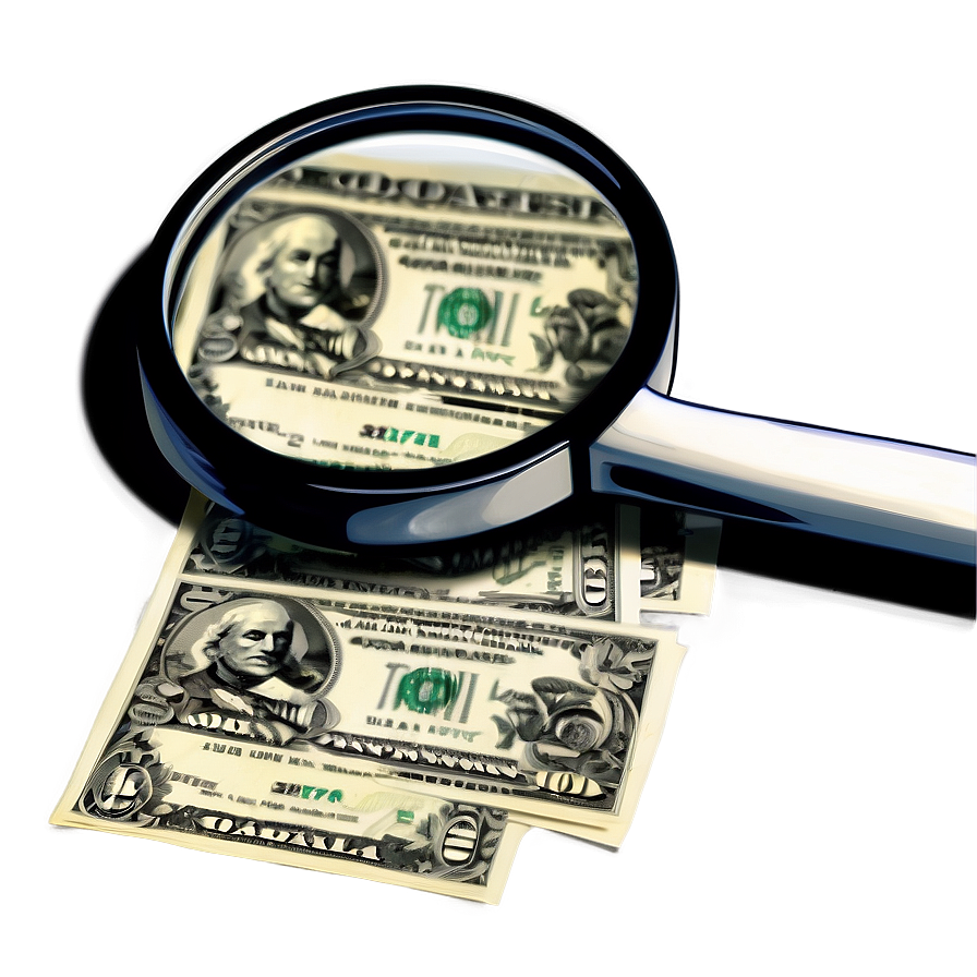 Dollar Bills Under Magnifying Glass Png 56 PNG