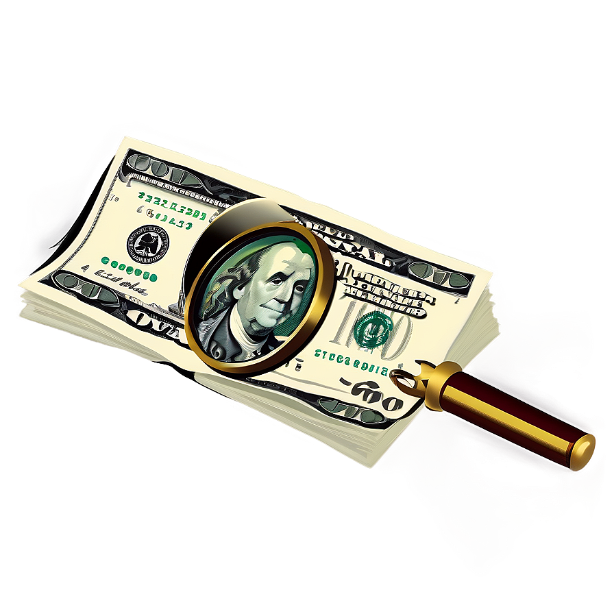 Dollar Bills Under Magnifying Glass Png Sdi62 PNG