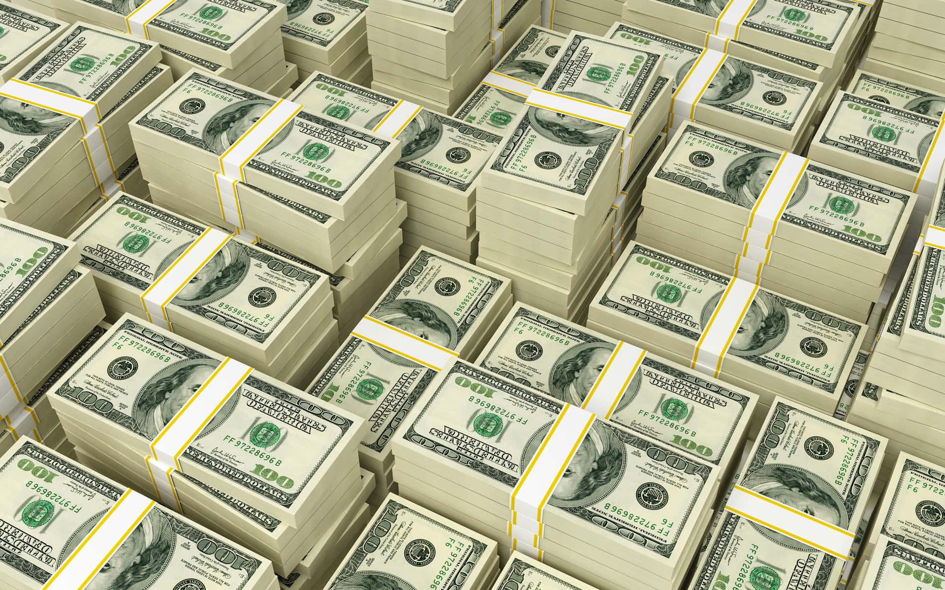 An impressive close-up shot of the US dollar bills