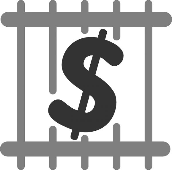 Dollar Sign Behind Bars Concept PNG