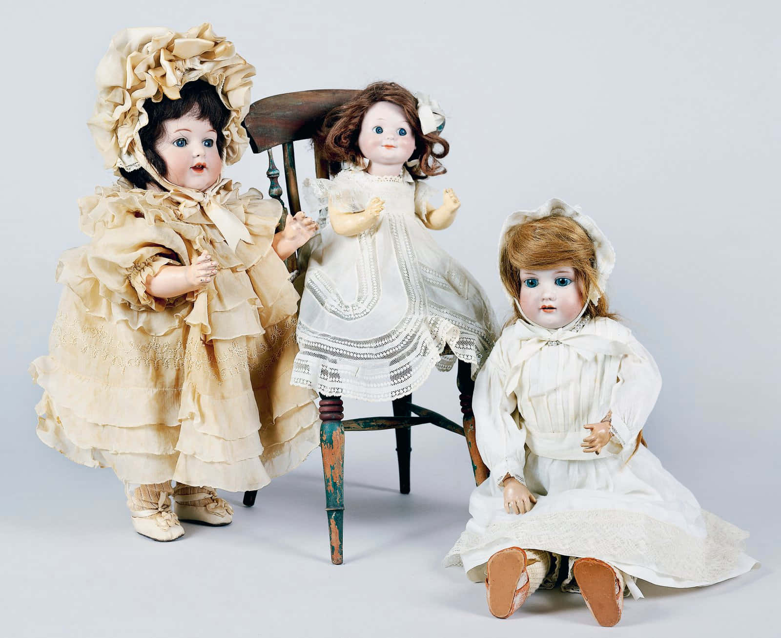 A collection of variously dressed dolls
