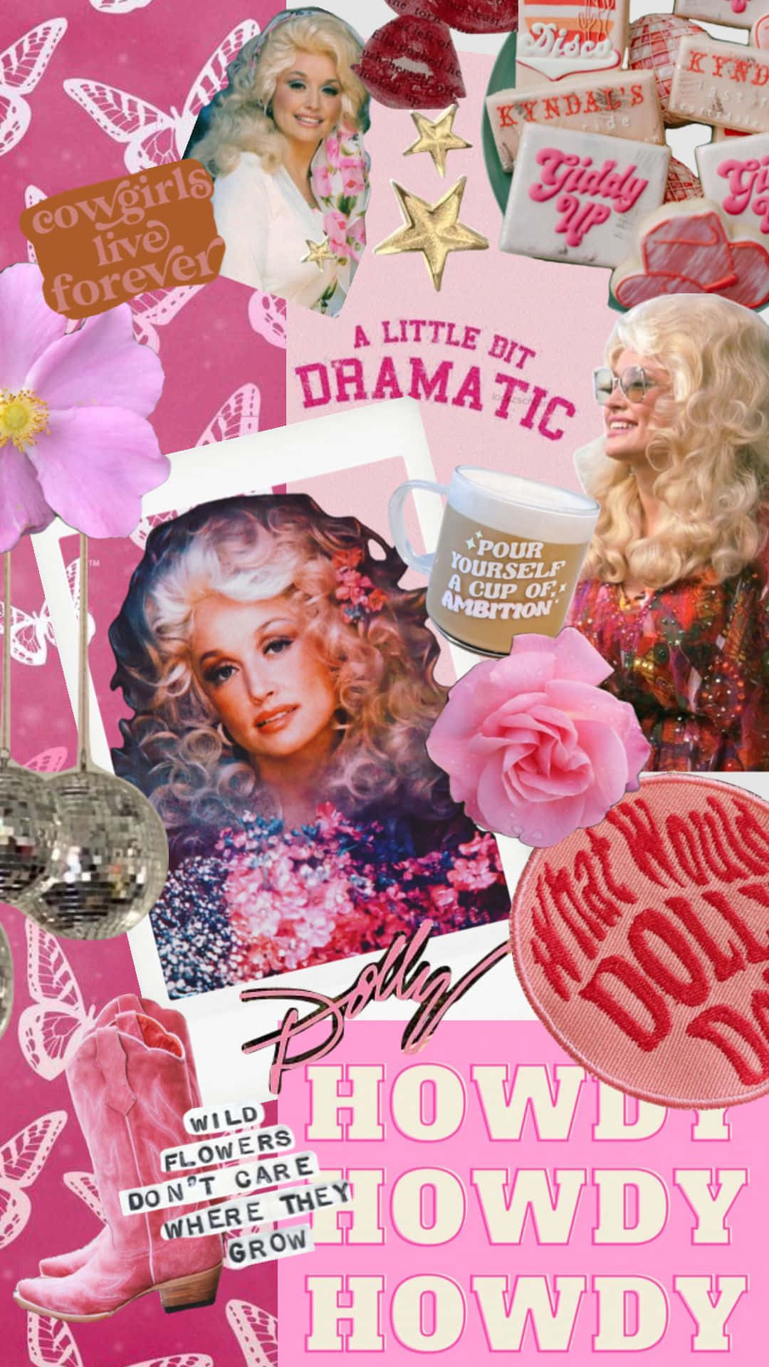 Dolly Parton Inspired Collage Aesthetic Wallpaper