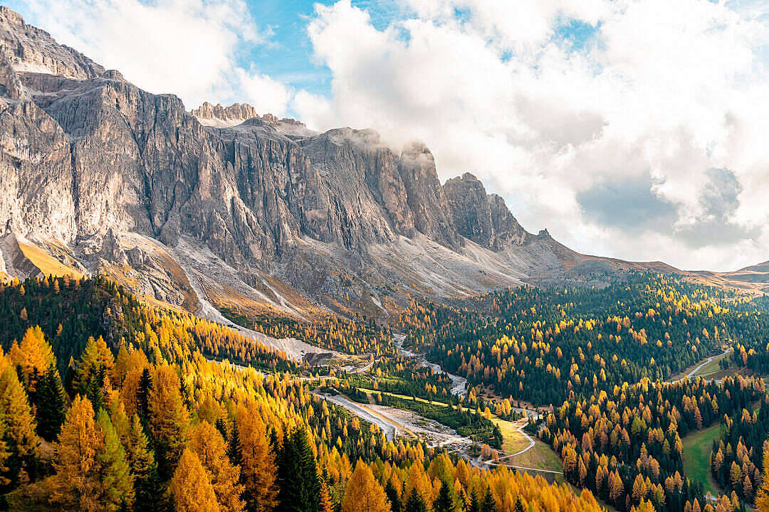 Dolomite Mountain Beautiful Autumn Desktop Wallpaper