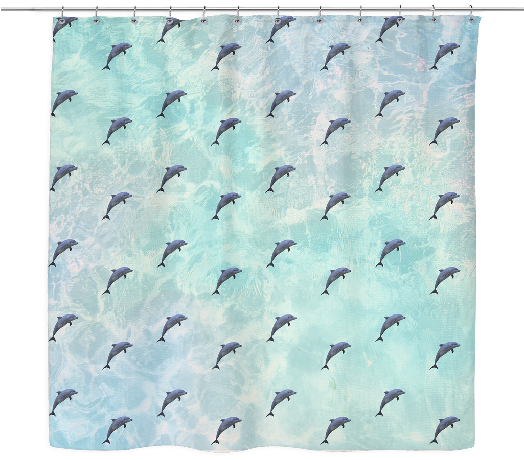 Dolphin Pattern Shower Curtain PNG