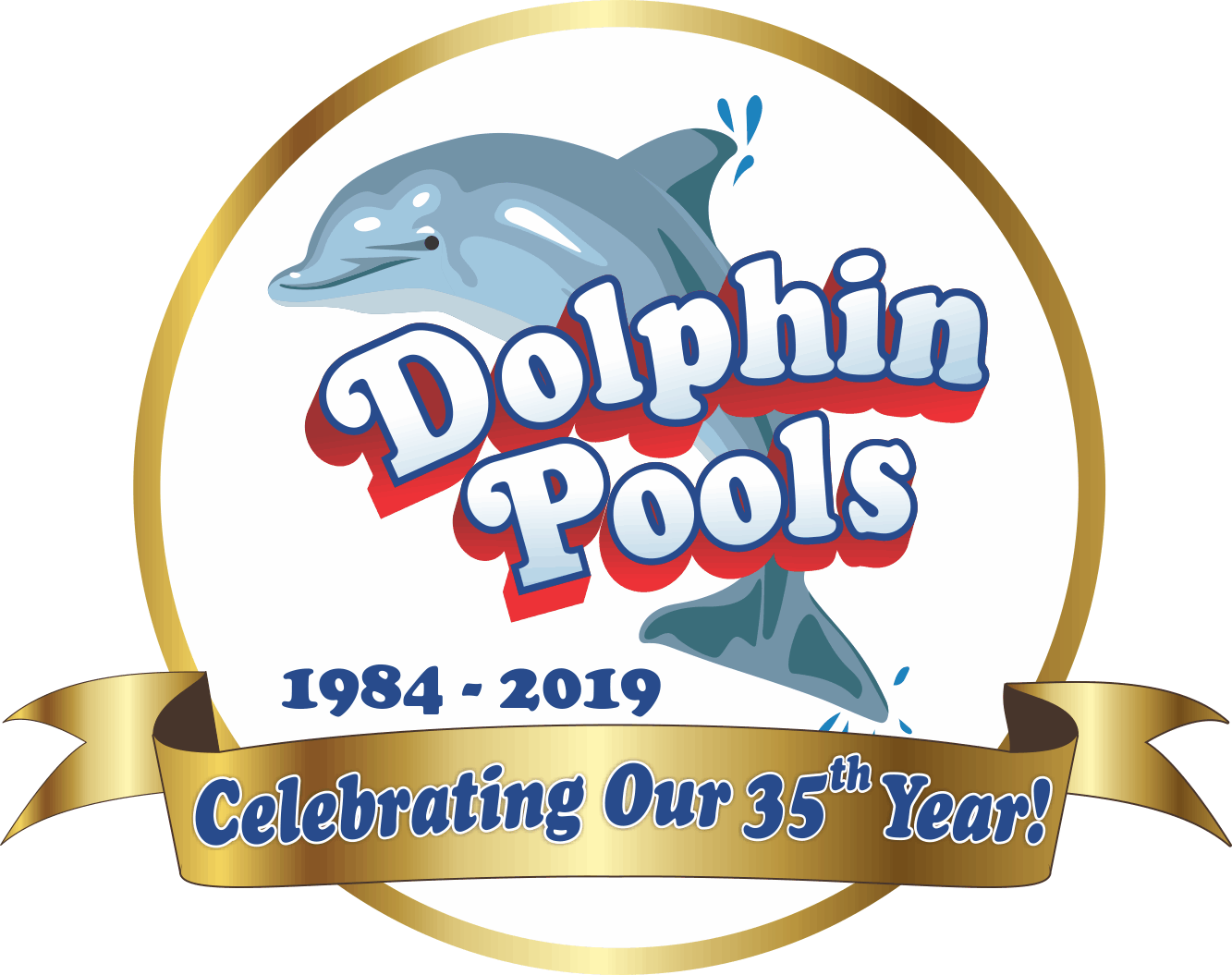 Dolphin Pools35th Anniversary Logo PNG