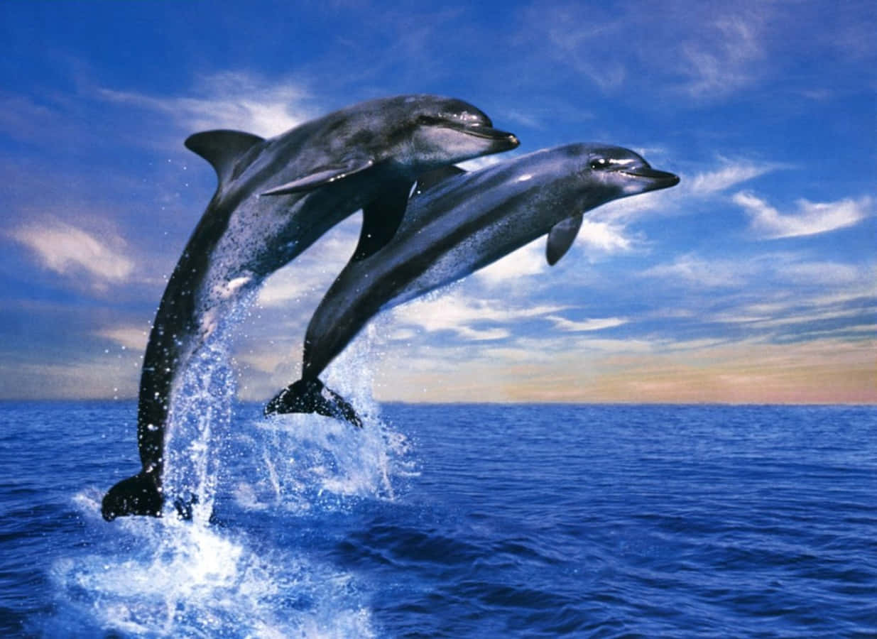 Elegant Dolphins Leaping in the Ocean Depths