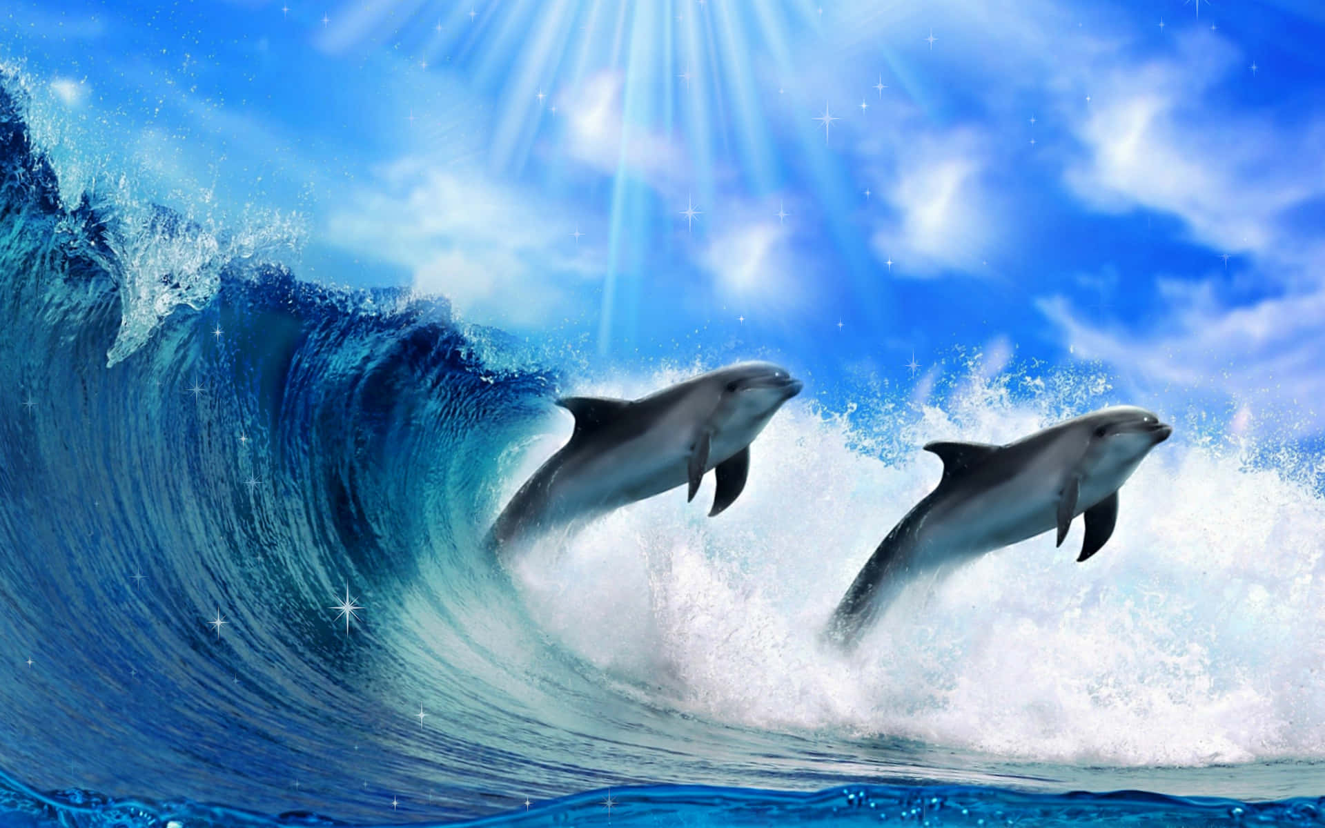 Ungruppo Di Delfini Tursiopi Nuota Nel Mare Calmo