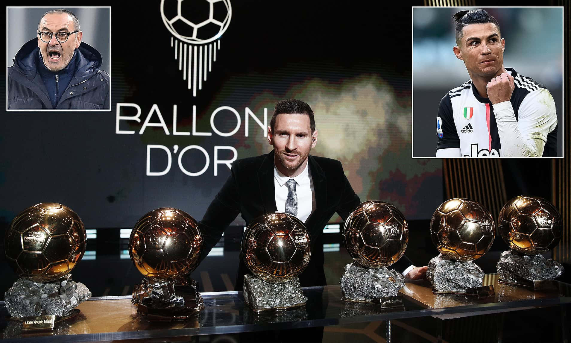 Dominant Lionel Messi Holding His Ballon D'or Trophy Wallpaper