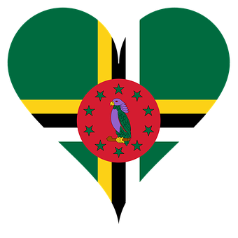 Dominica Flag Heart Shaped PNG