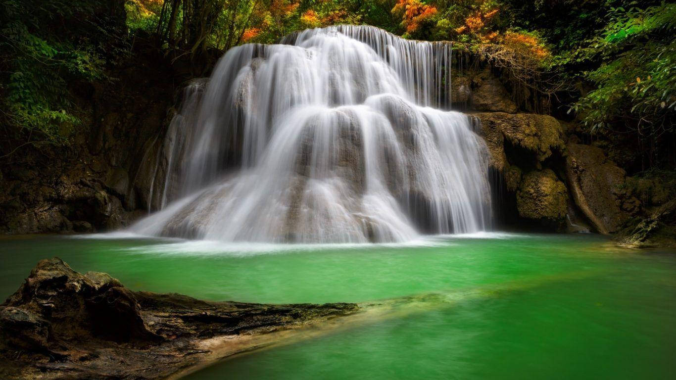 Dominica Green Lake With Waterfalls Wallpaper