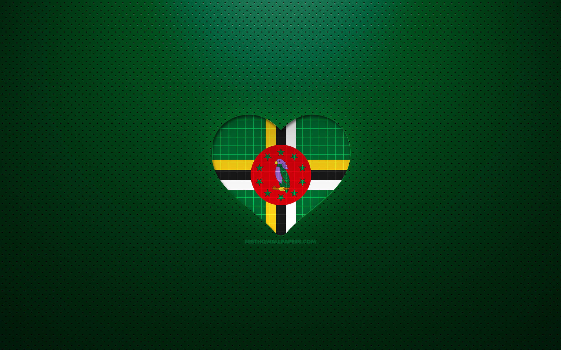 Banderaen Forma De Corazón De Dominica. Fondo de pantalla