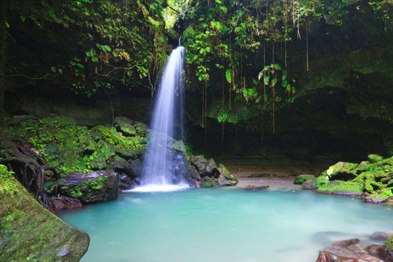 Dominica Hidden Rocky Waterfalls Wallpaper