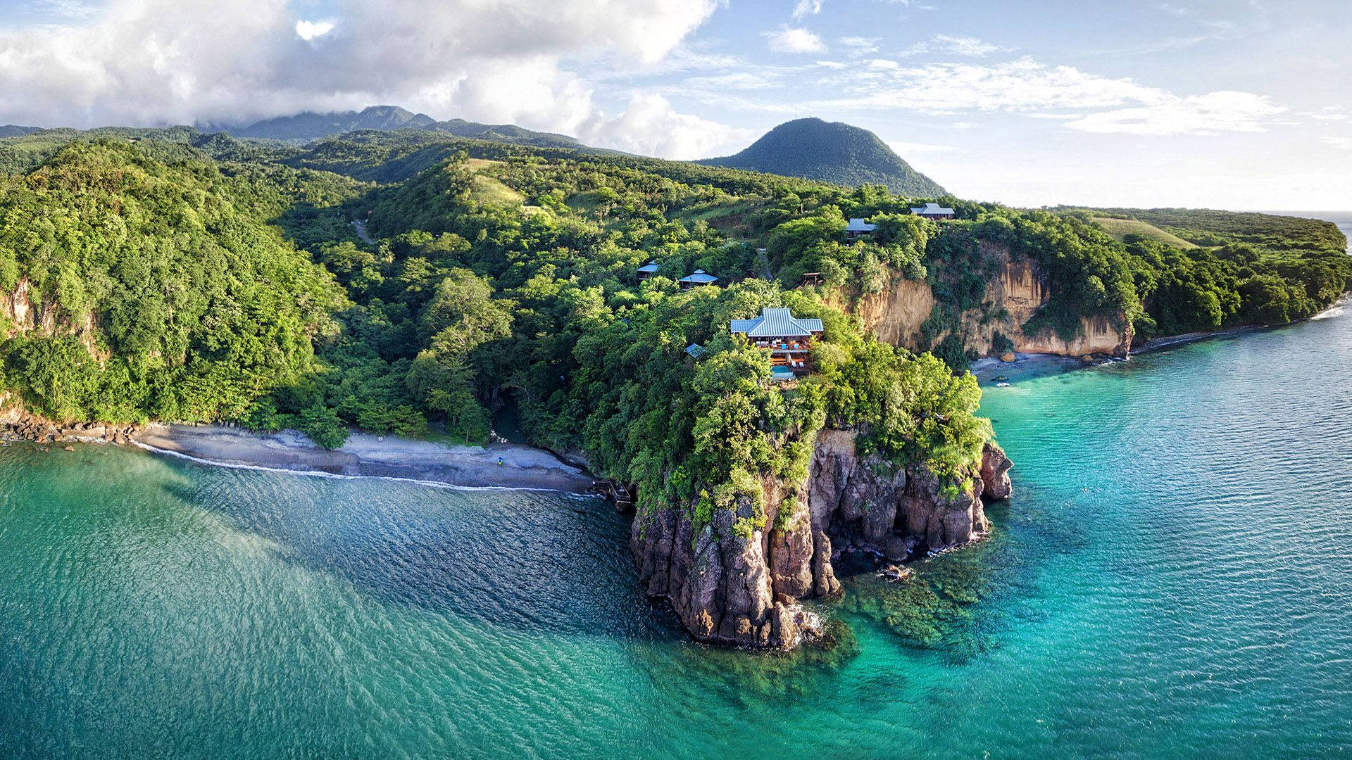 Dominicaisland Aerial Sight (dominica Island Luftbildansicht) Wallpaper