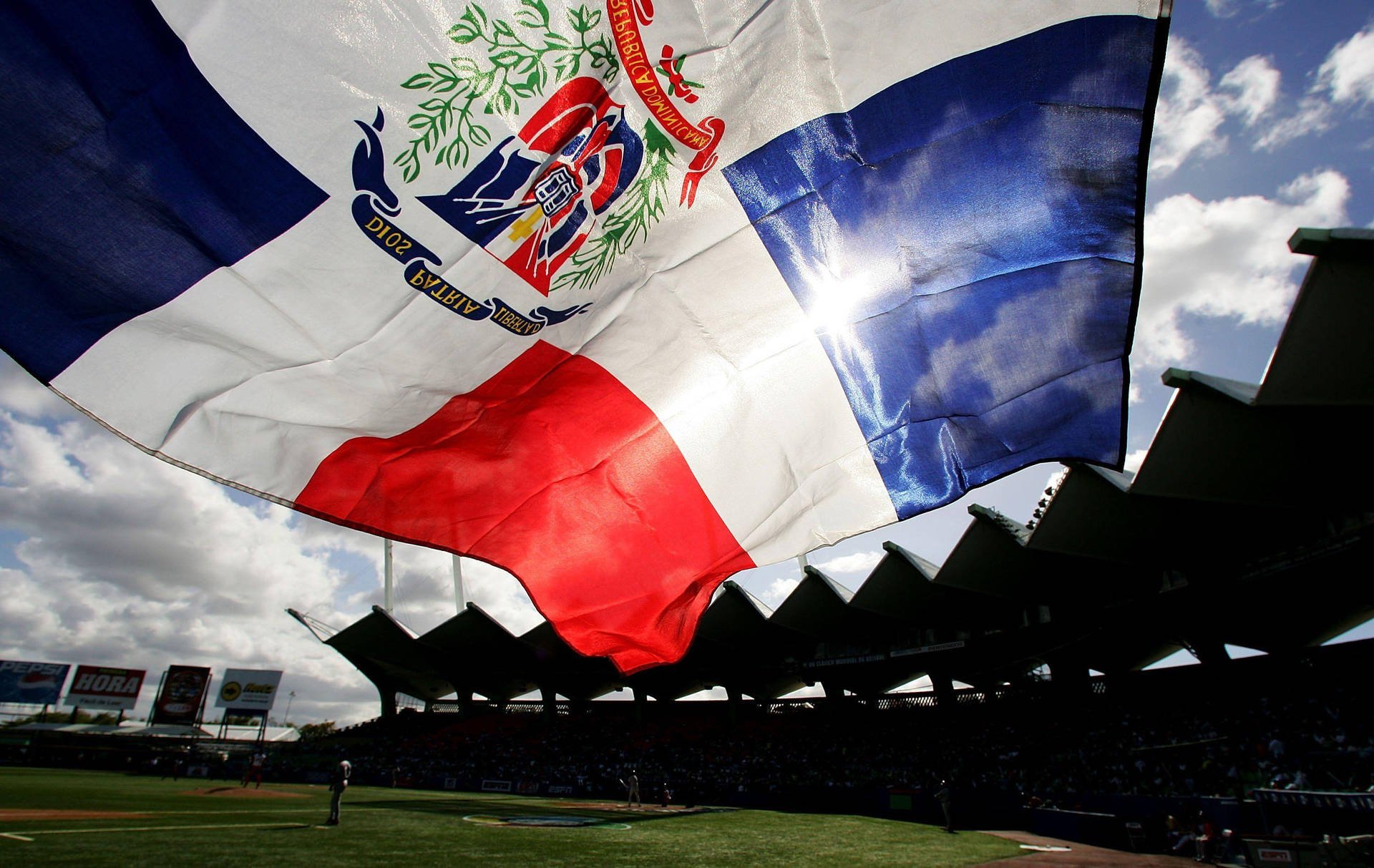 Dominican Republic Field Flag Wallpaper
