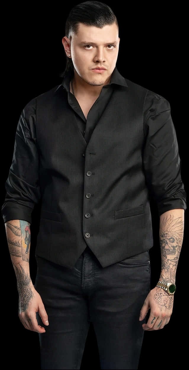 Dominik Mysterio Black Outfit Wallpaper