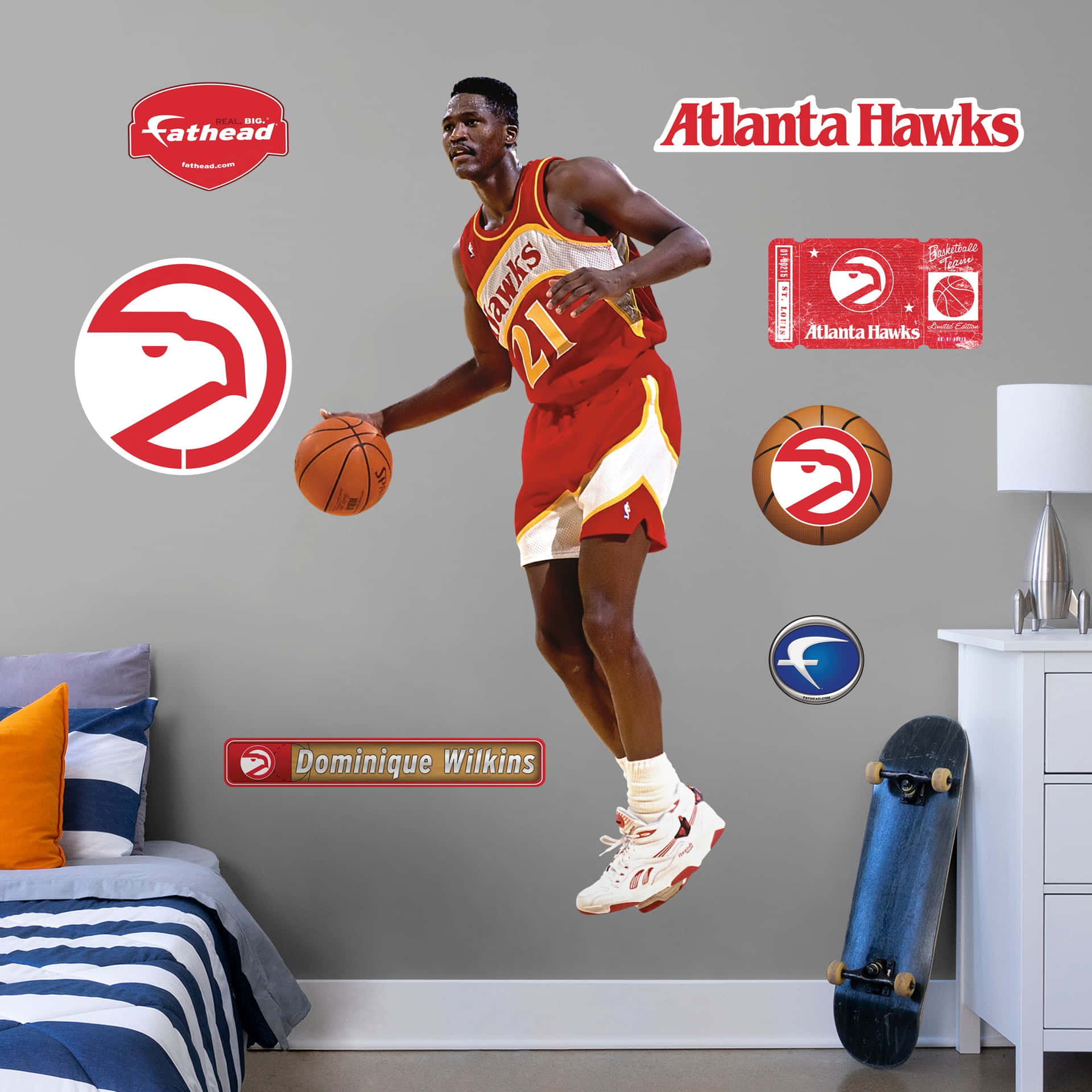 Dominique Wilkins Atlanta Hawks Wallpaper Decal Wallpaper