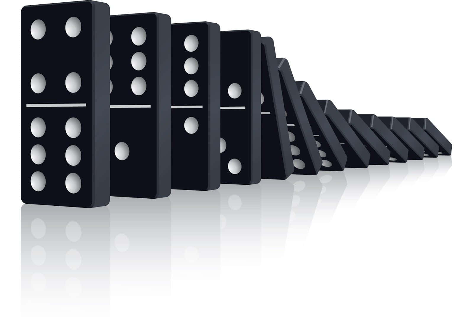 Domino pieces cascading in an epic chain reaction
