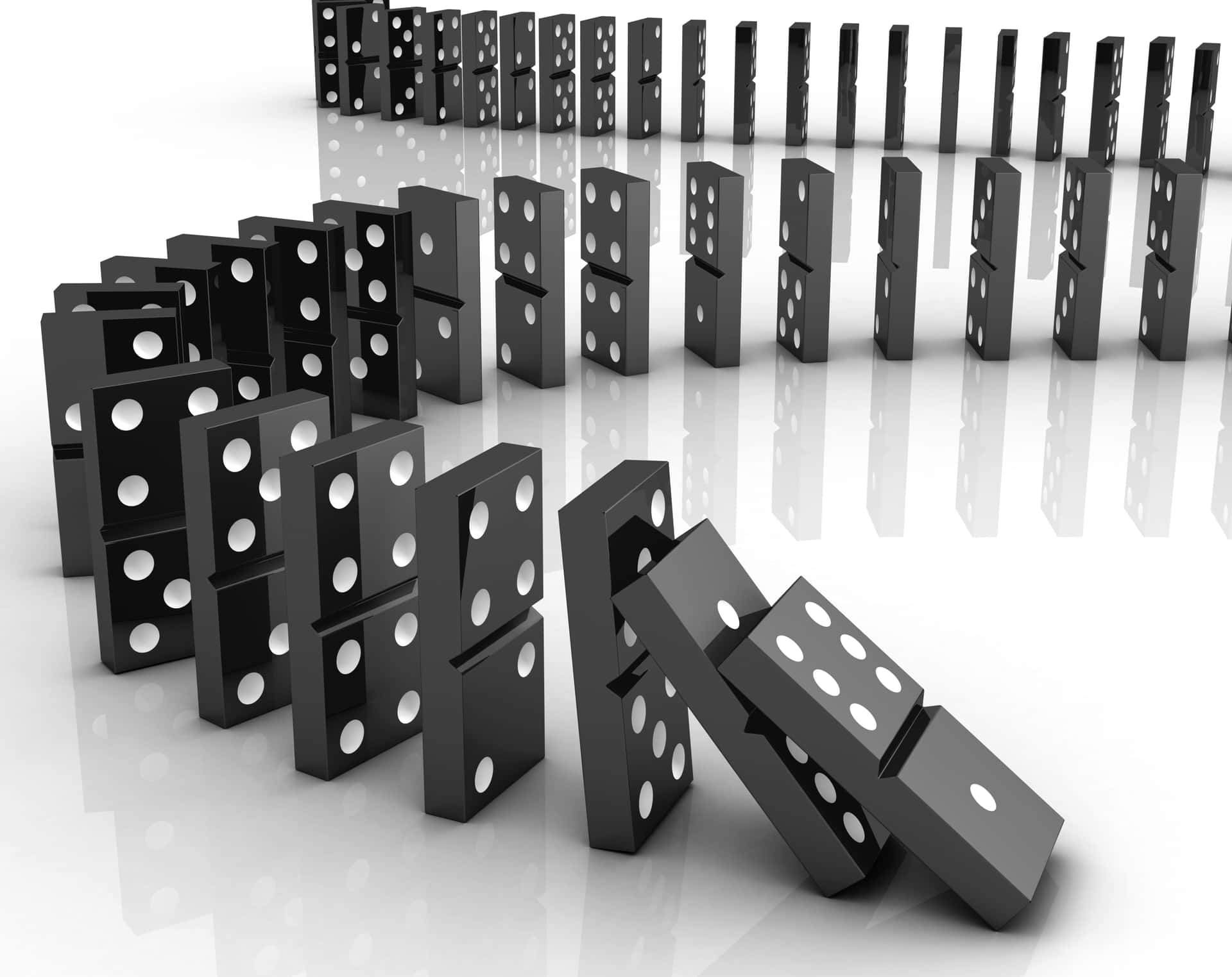 Dominoes Falling in a Chain Reaction
