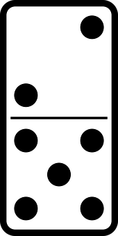 Domino Tile Three Five Black Dots PNG