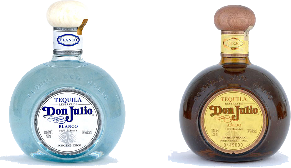Don Julio Blancoand Anejo Tequila Bottles PNG