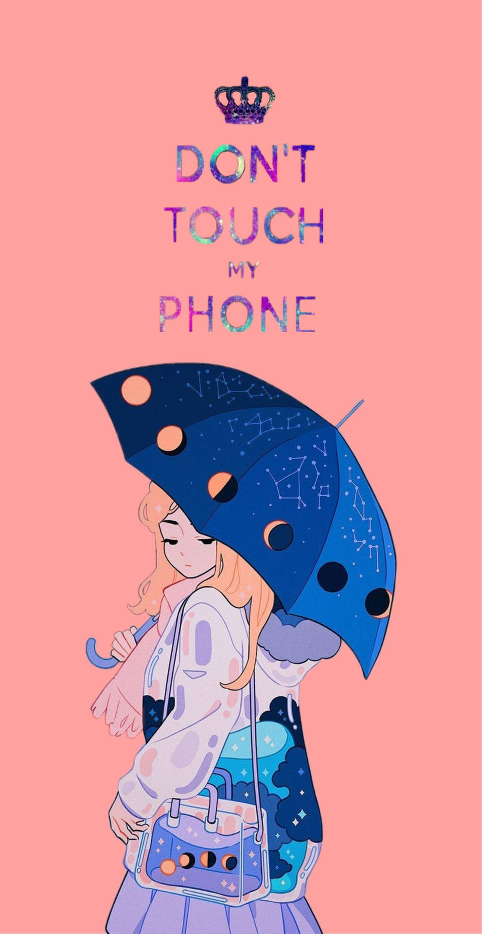 Don't Touch My Phone Girl Umbrella Wallpaper
