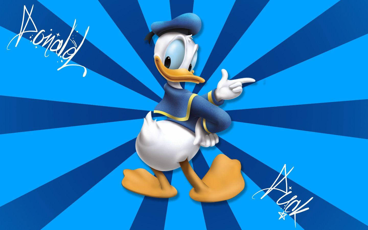 Donald Duck Blue Striped Background Wallpaper