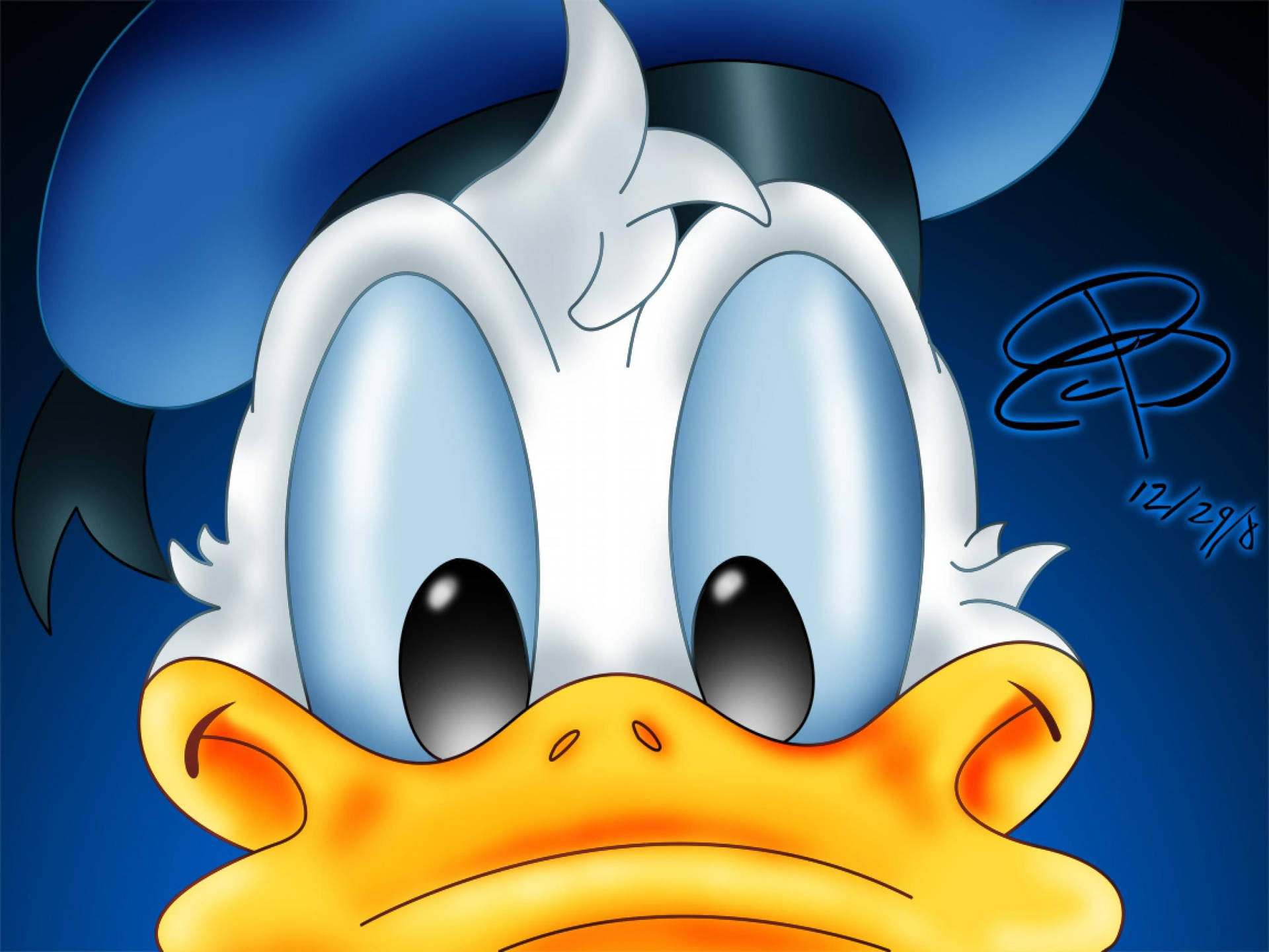 Donald Duck Close Up Face Illustration Wallpaper