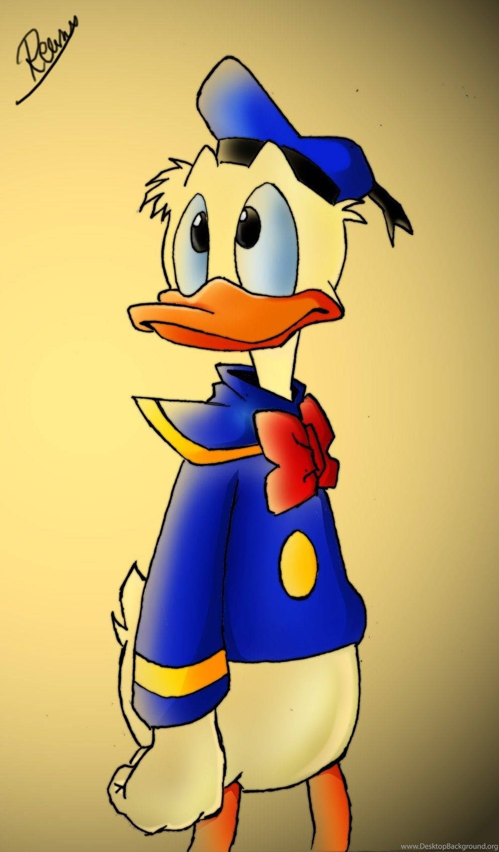 Donald Duck In Yellow Vignette Background Wallpaper