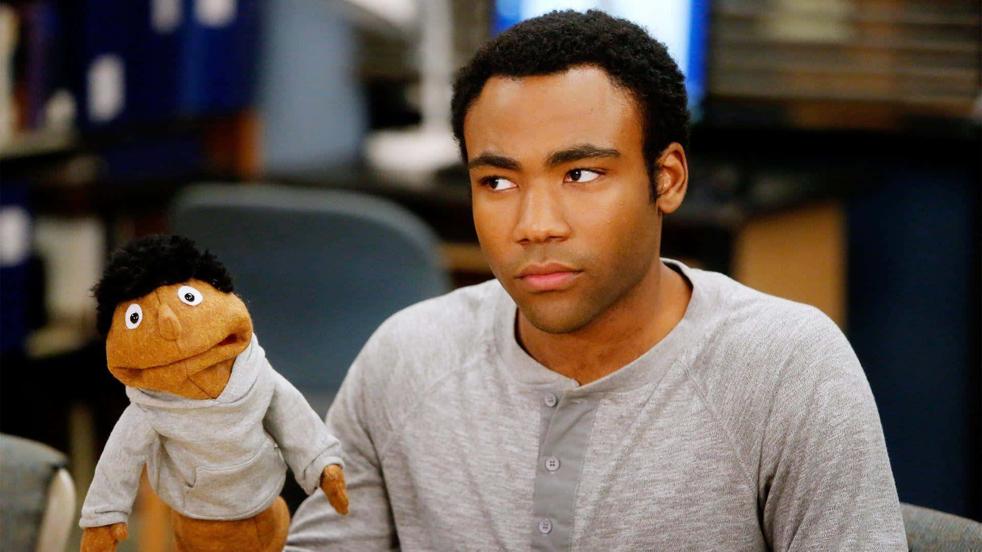 Donald Glover With Puppet Community T V Show Wallpaper