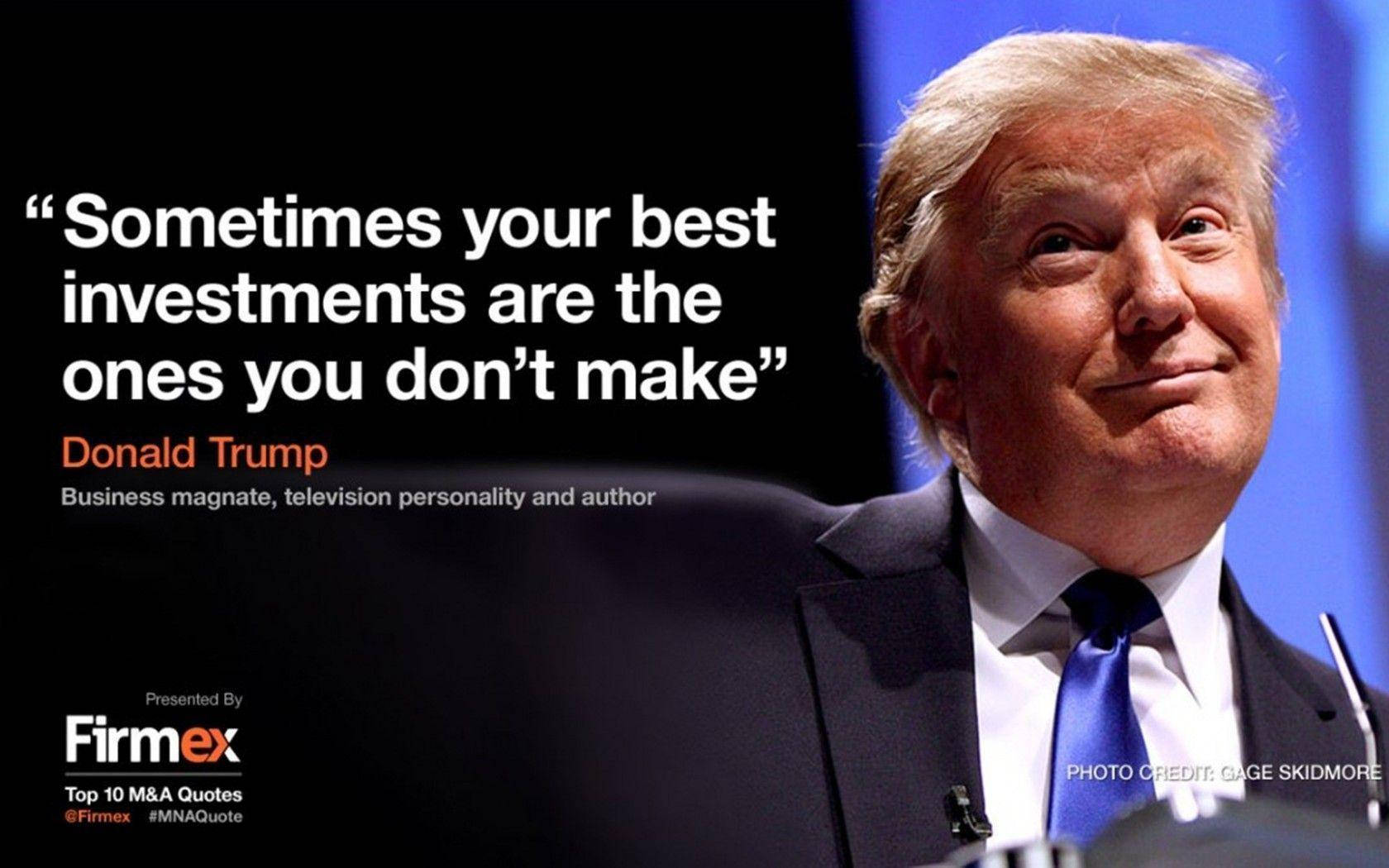 Donald Trump With Quote On Investment Wallpaper