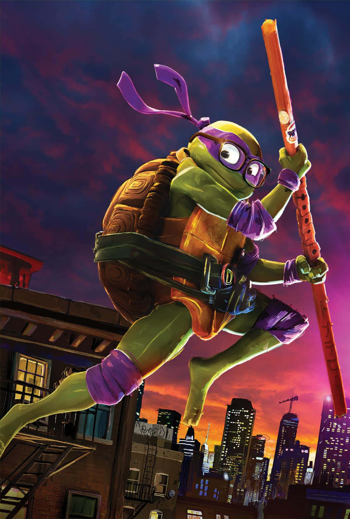 Donatello Swinging Into Action Wallpaper