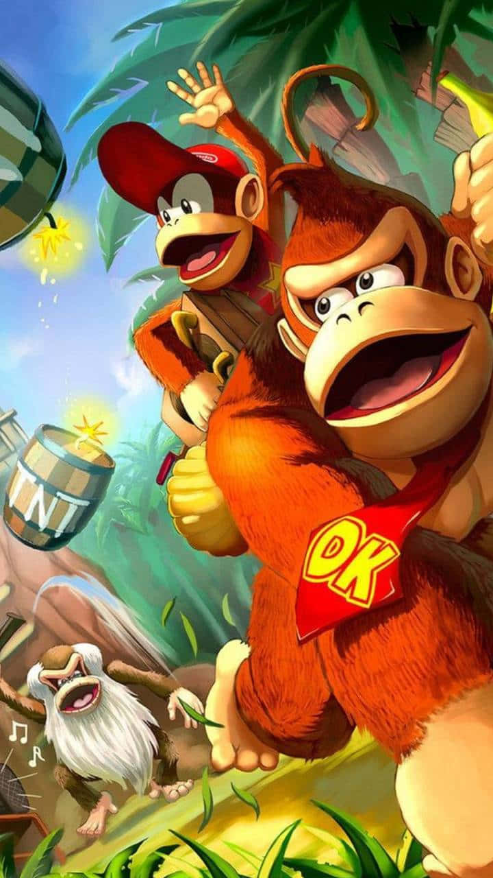 Donkey Kong in action on a thrilling adventure Wallpaper