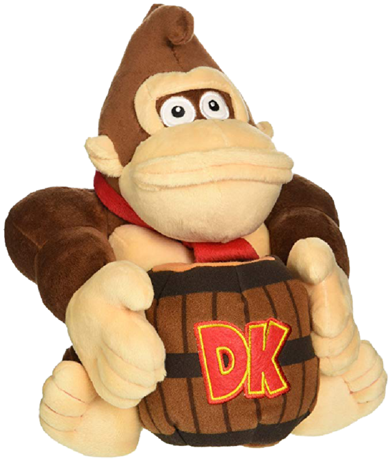 Donkey Kong Plush Toy With Barrel PNG