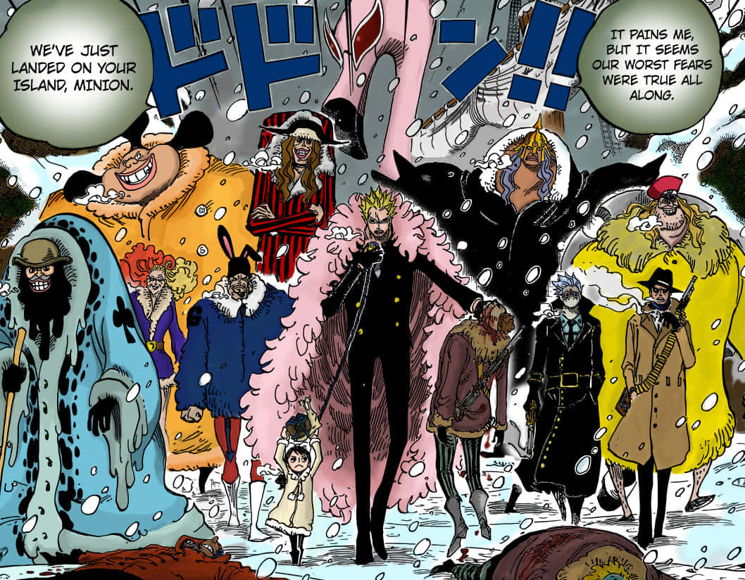 Lapoderosa Familia Donquixote En El Anime One Piece. Fondo de pantalla
