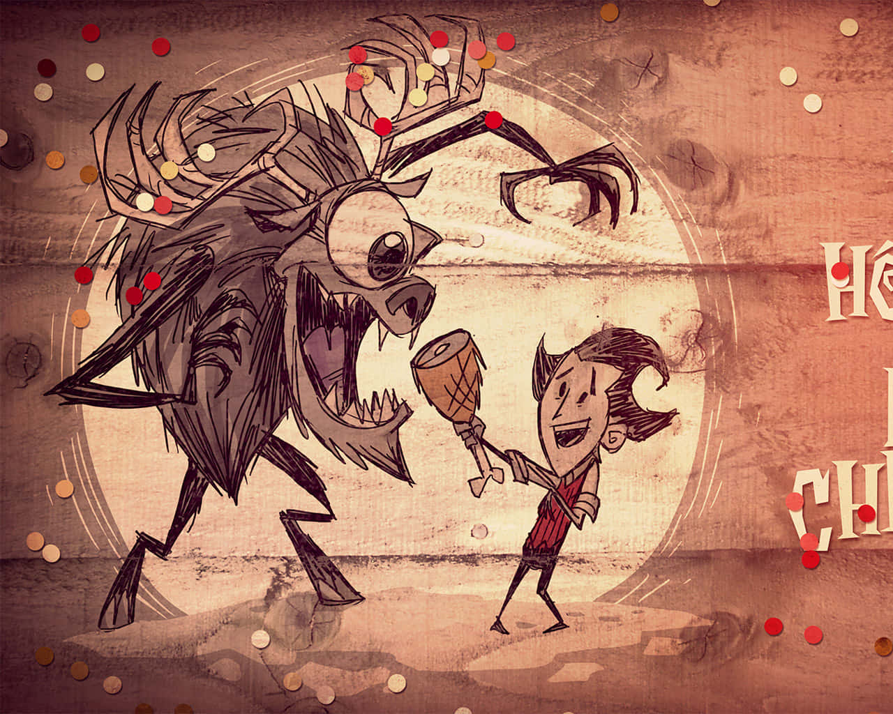 A Cartoon Character Is Holding A Horn And A Demon Is Holding A Drum Wallpaper