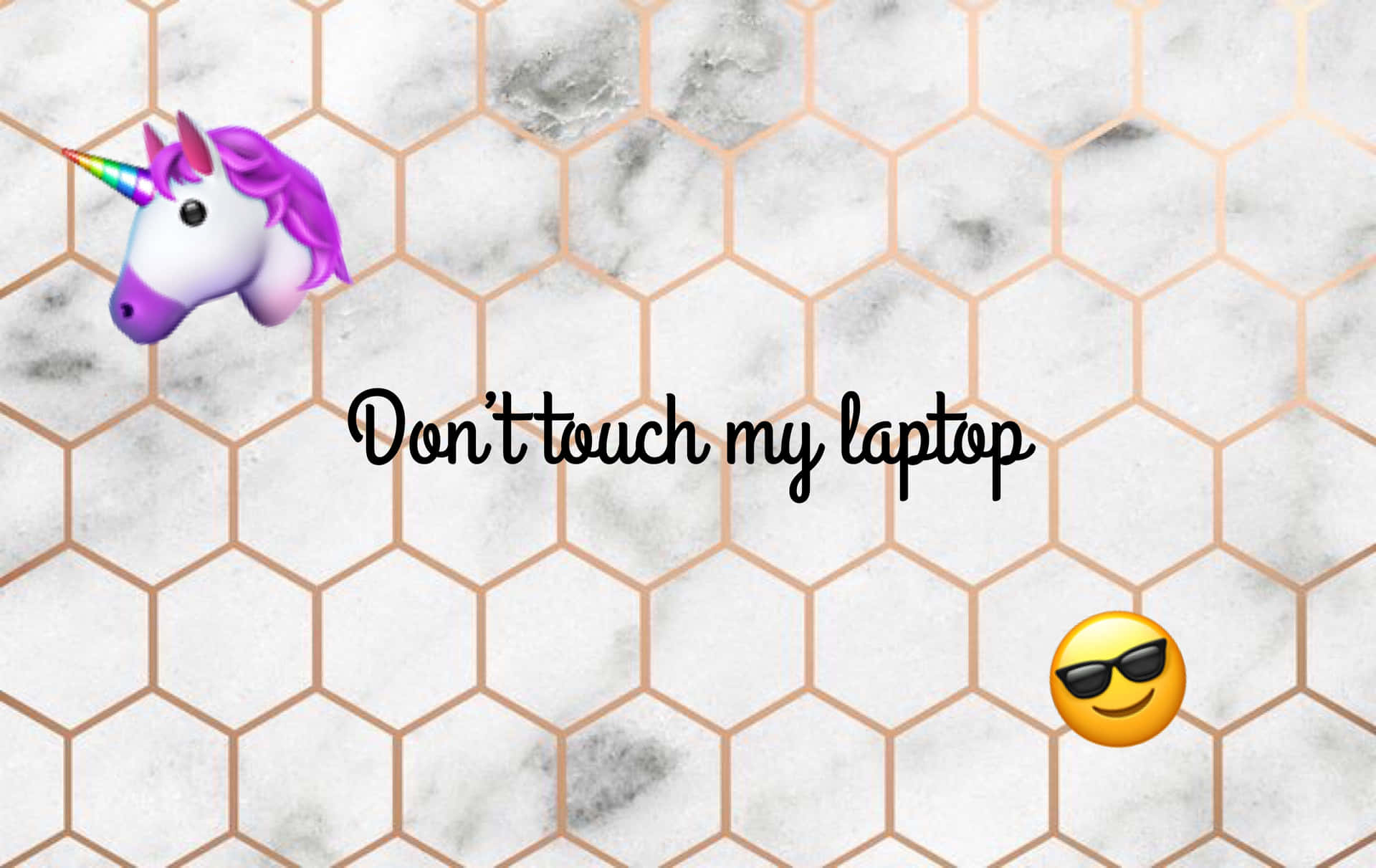 Hexagon Pattern Don't Touch My Laptop Wallpaper