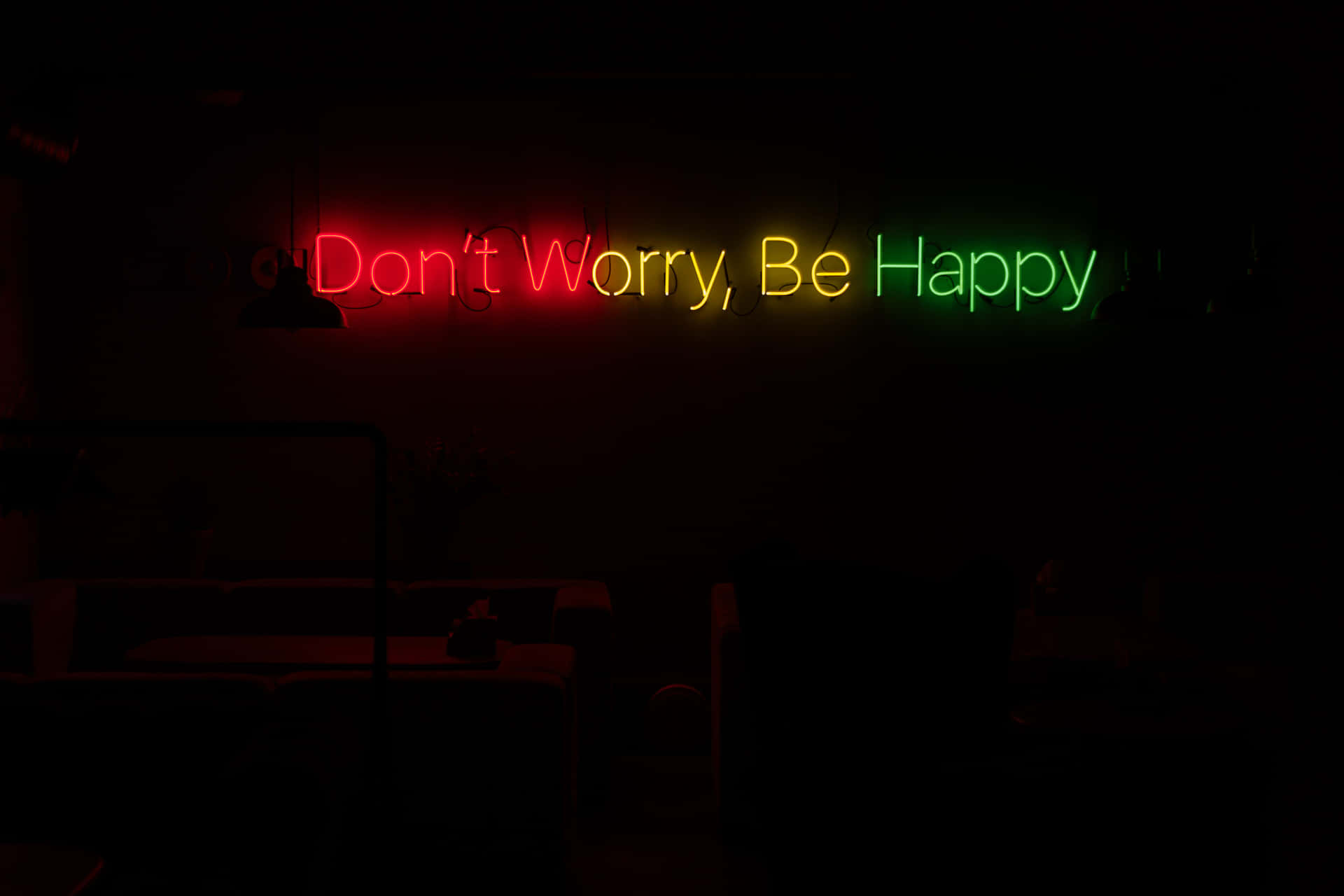 Keinesorge, Sei Glücklich Neon-leuchtschrift Wallpaper