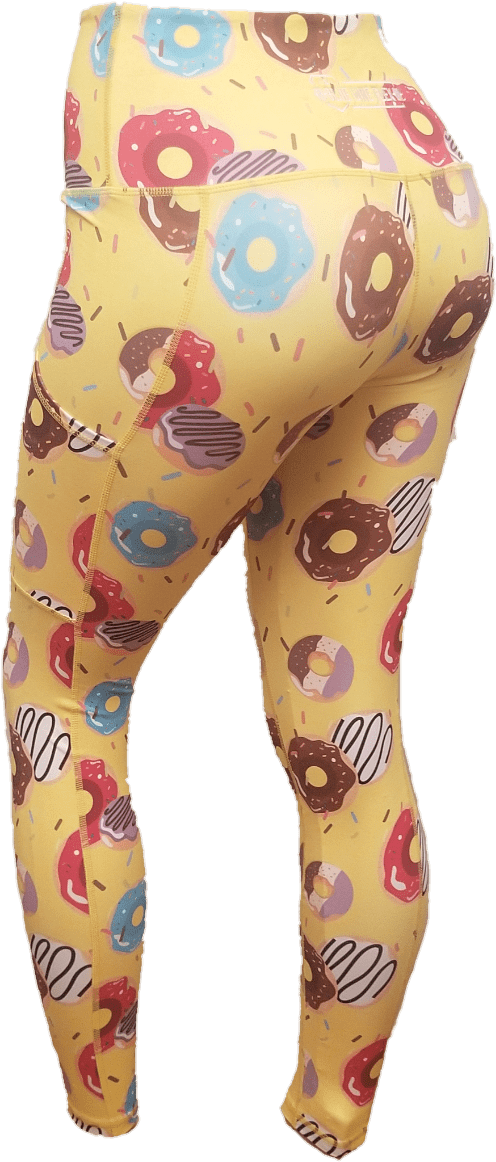 Donut Patterned Yellow Leggings PNG