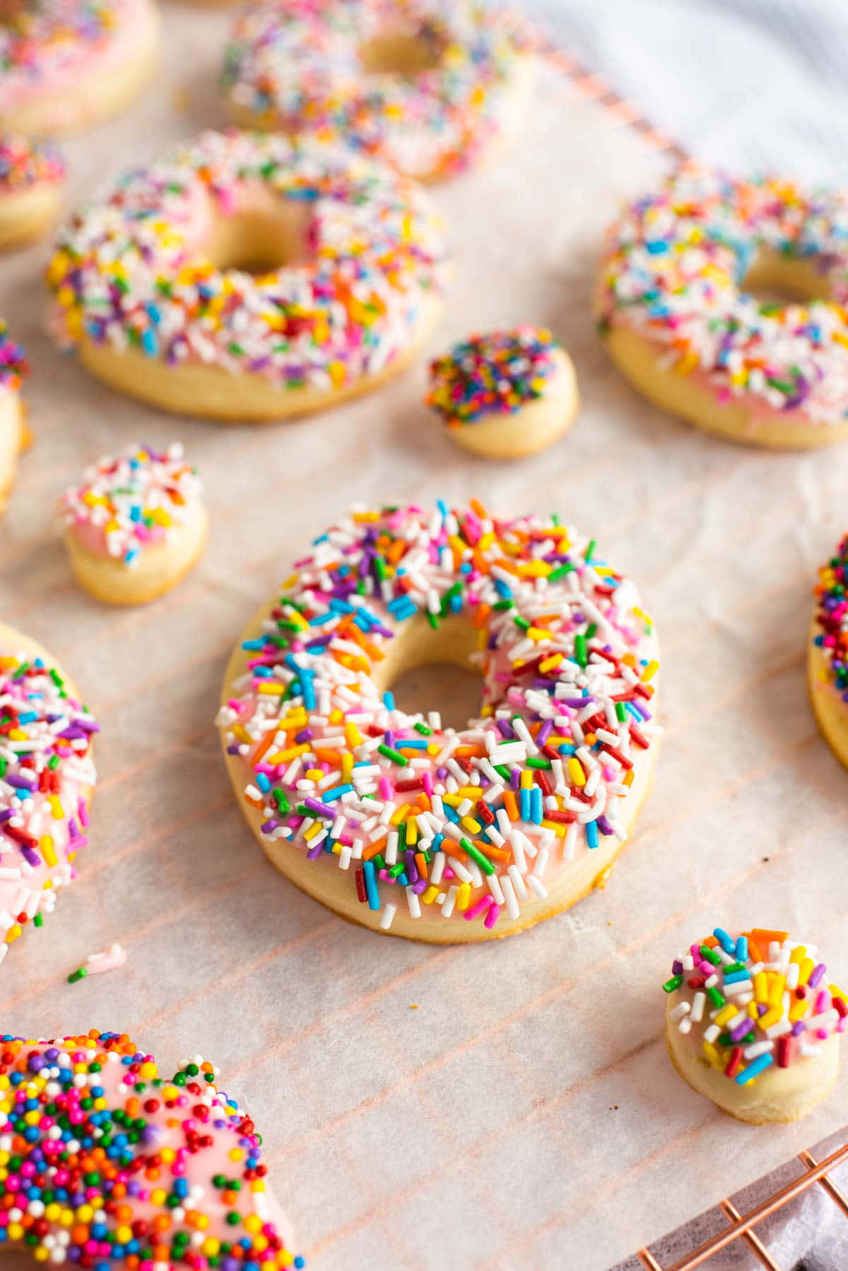 A Tray Of Donuts With Sprinkles On It