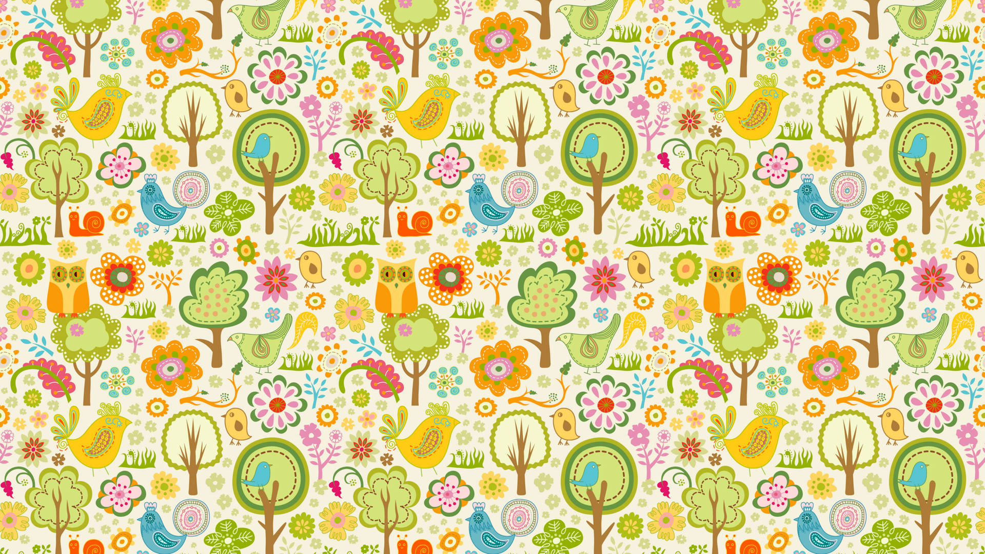 Doodle Art Nature Pattern Wallpaper